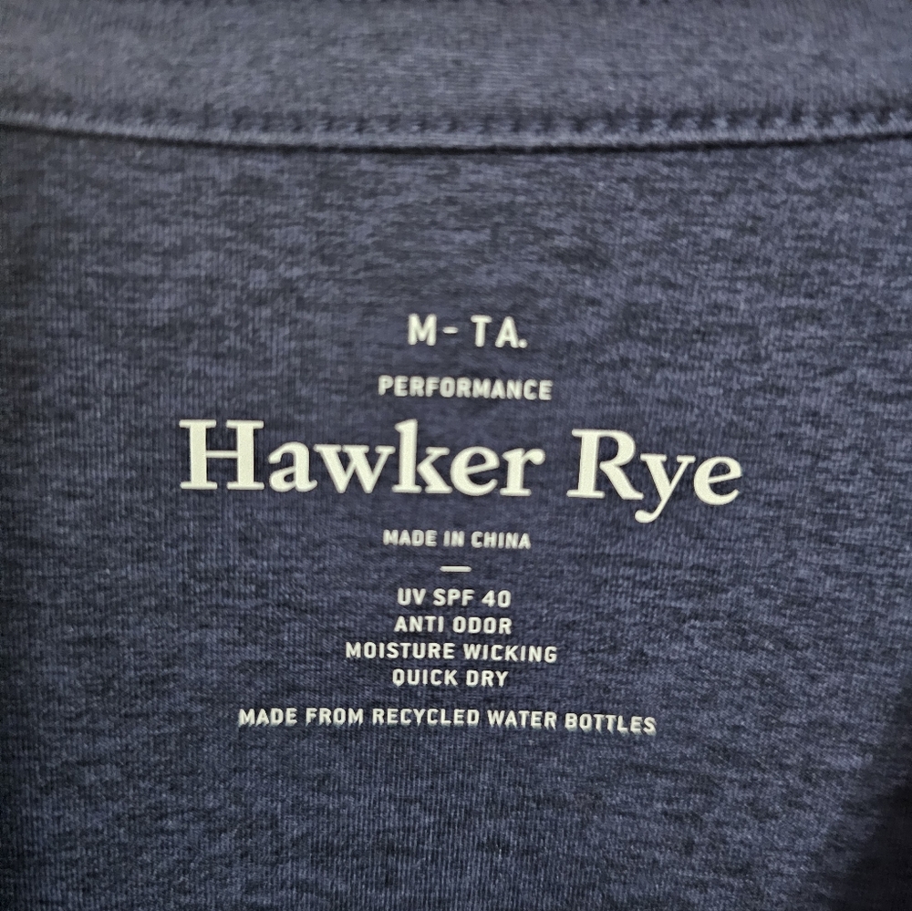 Hawker Rye Mens Medium Tall Henley Navy Blue Recycled Performance Essential Gorp - Picture 4 of 7